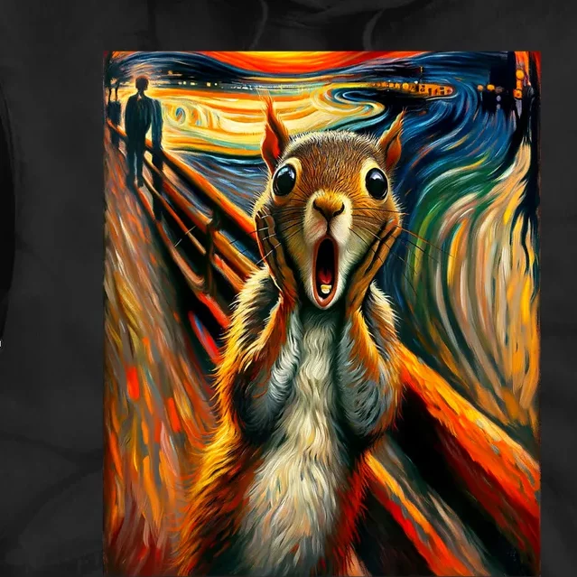 Expressionist Scream Squirrel Lovers Artistic Squirrel Tie Dye Hoodie