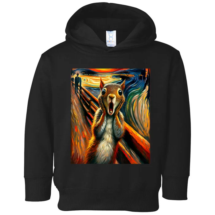 Expressionist Scream Squirrel Lovers Artistic Squirrel Toddler Hoodie