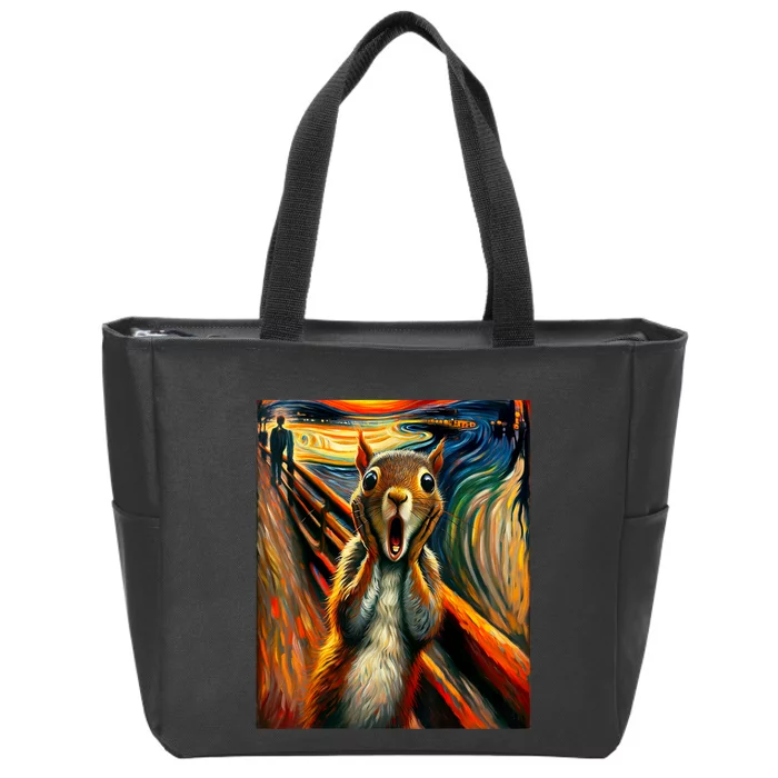 Expressionist Scream Squirrel Lovers Artistic Squirrel Zip Tote Bag