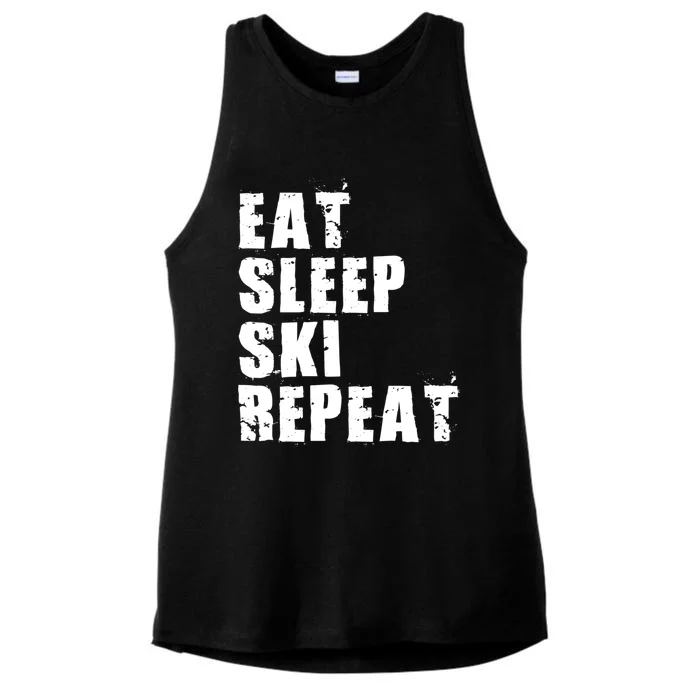 Eat Sleep Ski Repeat Motivational Gift Ace058c Meaningful Gift Ladies Tri-Blend Wicking Tank