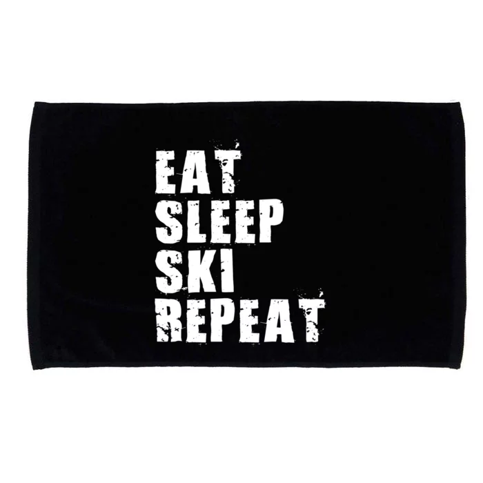 Eat Sleep Ski Repeat Motivational Gift Ace058c Meaningful Gift Microfiber Hand Towel