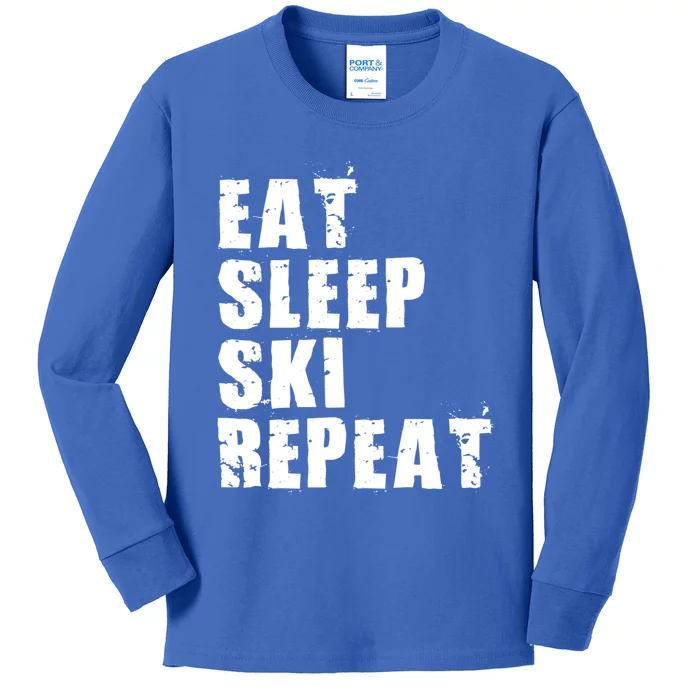 Eat Sleep Ski Repeat Motivational Gift Ace058c Meaningful Gift Kids Long Sleeve Shirt