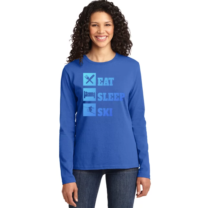 Eat Sleep Ski Gift Ladies Long Sleeve Shirt