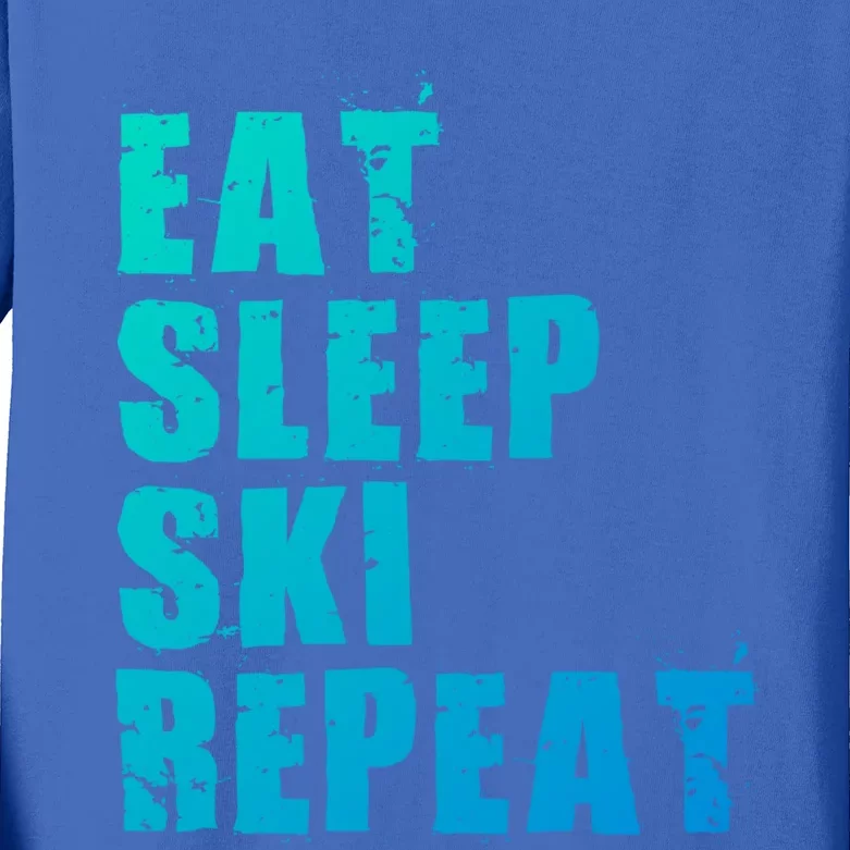 Eat Sleep Ski Repeat Motivational Gift Ace058c Meaningful Gift Kids Long Sleeve Shirt