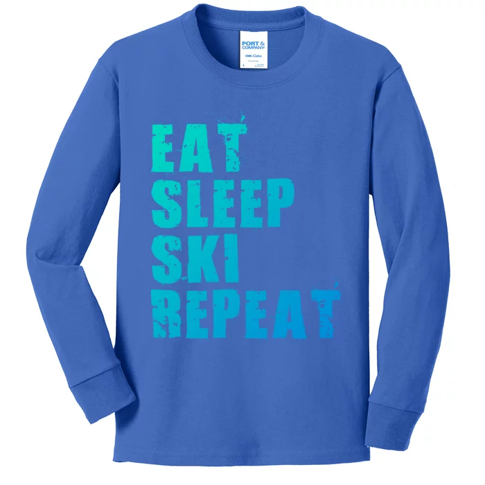 Eat Sleep Ski Repeat Motivational Gift Ace058c Meaningful Gift Kids Long Sleeve Shirt