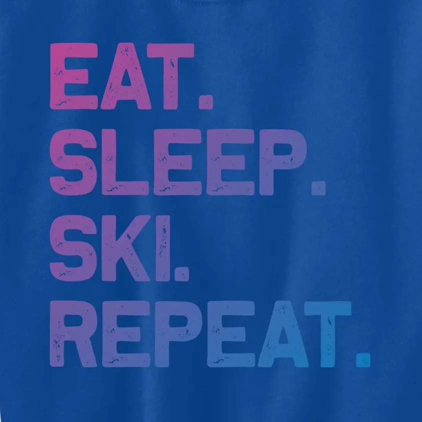 Eat Sleep Ski Repeagift Funny Skiing Gift Kids Sweatshirt