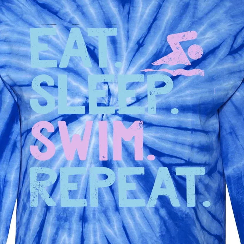 Eat Sleep Swim Repeat Swimmer Gift Tie-Dye Long Sleeve Shirt