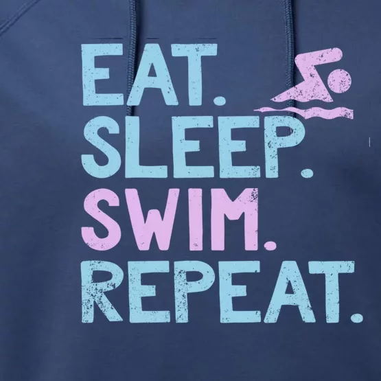 Eat Sleep Swim Repeat Swimmer Gift Performance Fleece Hoodie