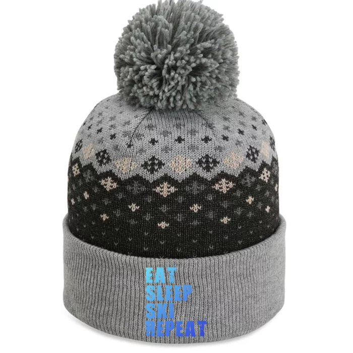 Eat Sleep Ski Repeat Motivational Gift Ace058c Meaningful Gift The Baniff Cuffed Pom Beanie