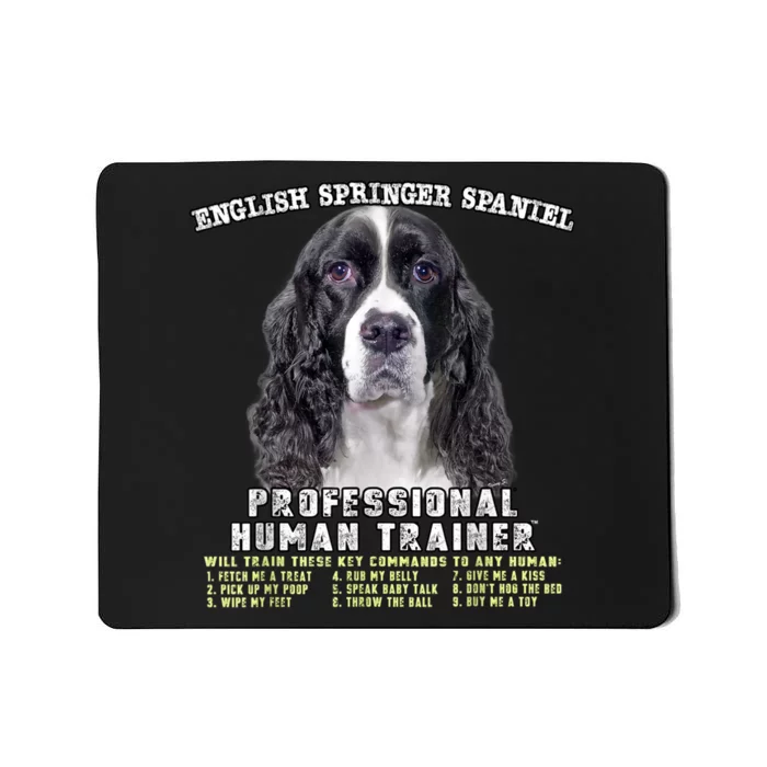 English Springer Spaniel Black Professional Human Trainer Mousepad