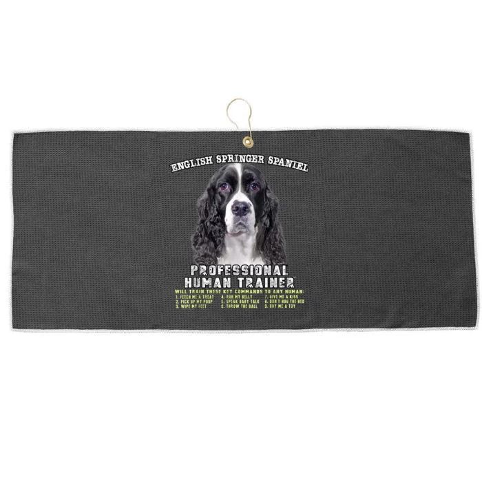 English Springer Spaniel Black Professional Human Trainer Large Microfiber Waffle Golf Towel