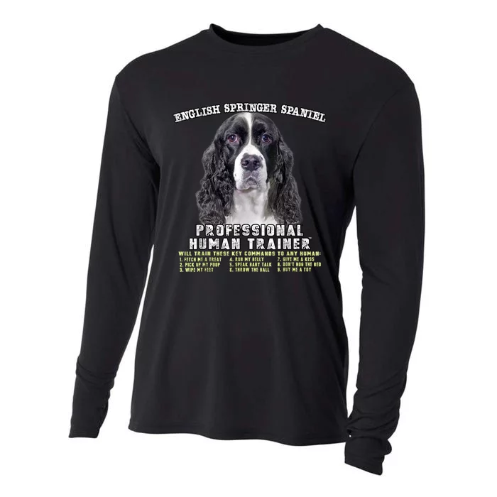 English Springer Spaniel Black Professional Human Trainer Cooling Performance Long Sleeve Crew