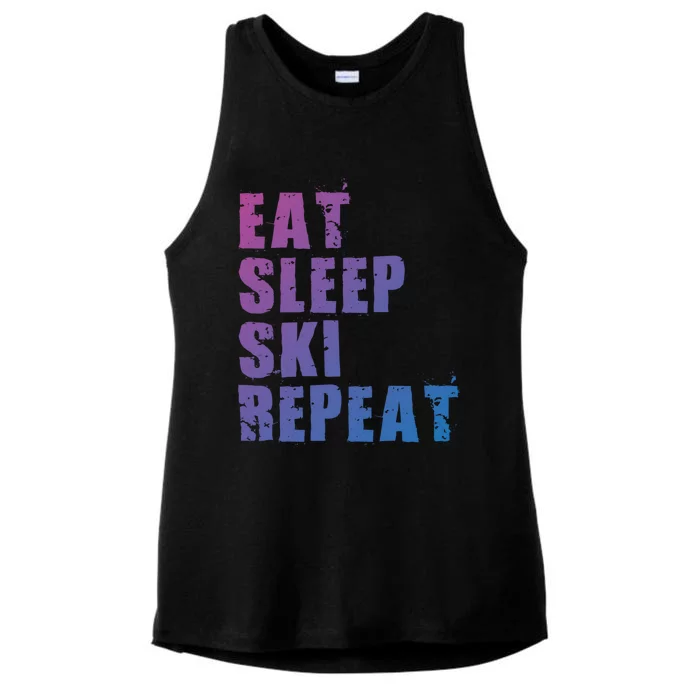 Eat Sleep Ski Repeat Motivational Gift Ace058c Meaningful Gift Ladies Tri-Blend Wicking Tank