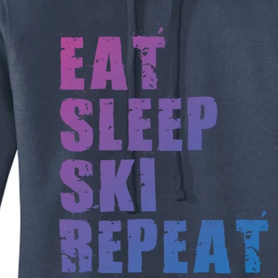 Eat Sleep Ski Repeat Motivational Gift Ace058c Meaningful Gift Women's Pullover Hoodie