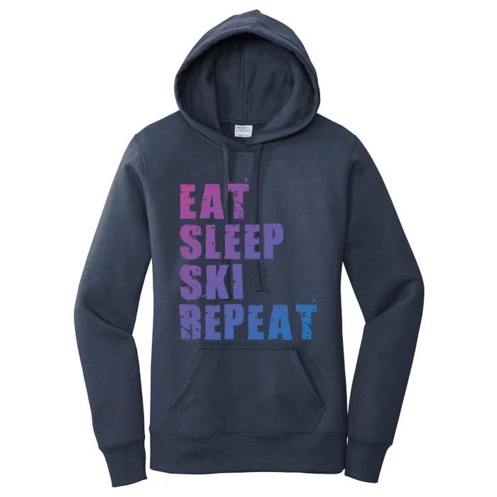 Eat Sleep Ski Repeat Motivational Gift Ace058c Meaningful Gift Women's Pullover Hoodie