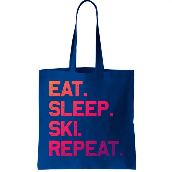 Eat Sleep Ski Repeagift Funny Skiing Gift Tote Bag