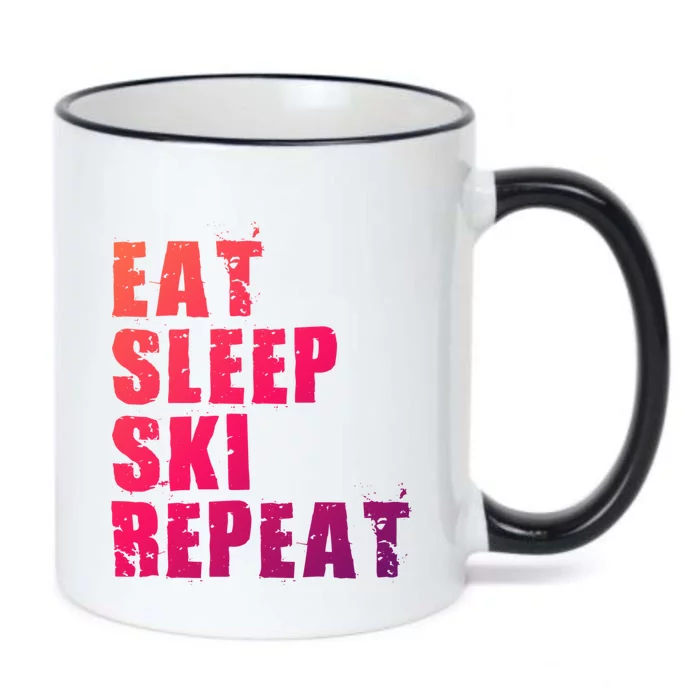 Eat Sleep Ski Repeat Motivational Gift Ace058c Meaningful Gift Black Color Changing Mug