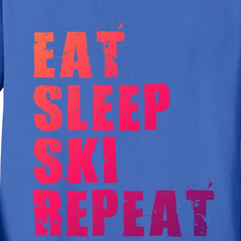 Eat Sleep Ski Repeat Motivational Gift Ace058c Meaningful Gift Kids Long Sleeve Shirt