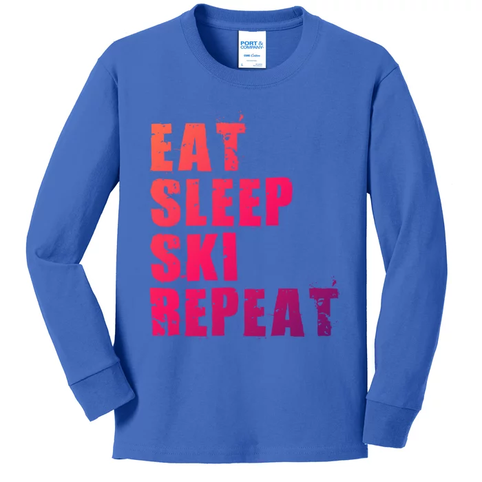 Eat Sleep Ski Repeat Motivational Gift Ace058c Meaningful Gift Kids Long Sleeve Shirt