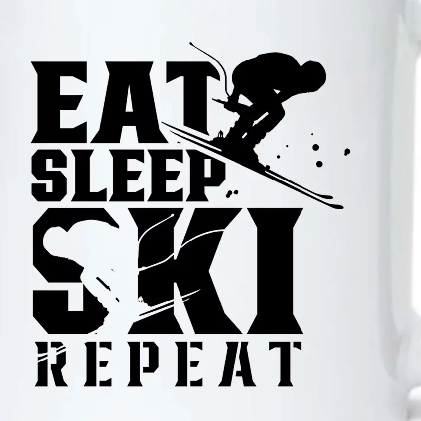 Eat Sleep Ski Repeat Skier Sayings Skiing Slopes Gift Black Color Changing Mug