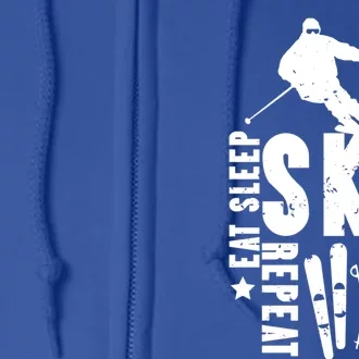 Eat Sleep Ski Repeat Skier Alpine Skiing Winter Gift Full Zip Hoodie