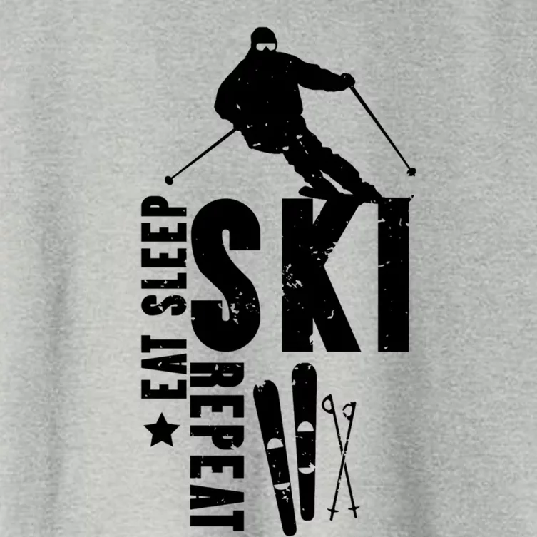 Eat Sleep Ski Repeat Skier Alpine Skiing Winter Gift Women's Crop Top Tee