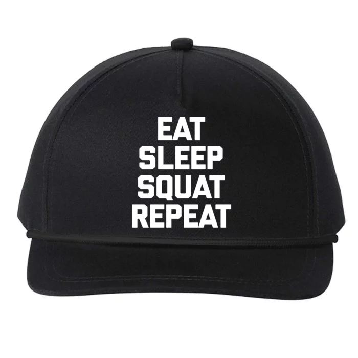 Eat Sleep Squat Repeat Gift Funny Gym Fitness Workout Funny Gift Snapback Five-Panel Rope Hat