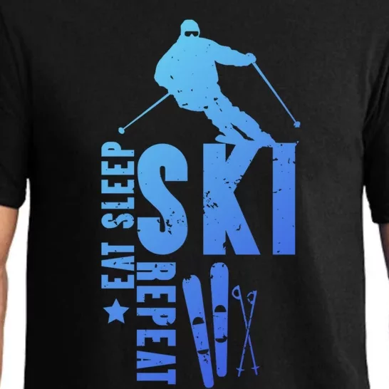 Eat Sleep Ski Repeat Skier Alpine Skiing Winter Gift Funny Gift Pajama Set