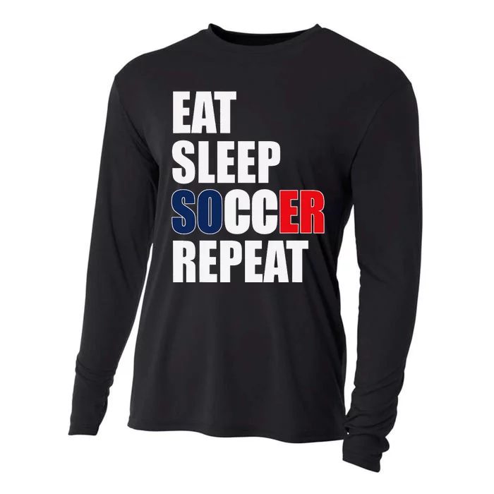 Eat Sleep Soccer Repeat Cool Soccer France Lover Player Cooling Performance Long Sleeve Crew