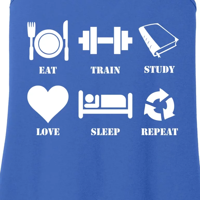 Eat Sleep Study Love Sleep Repeat Great Gift Motivational Gym Meaningful Gift Ladies Essential Tank