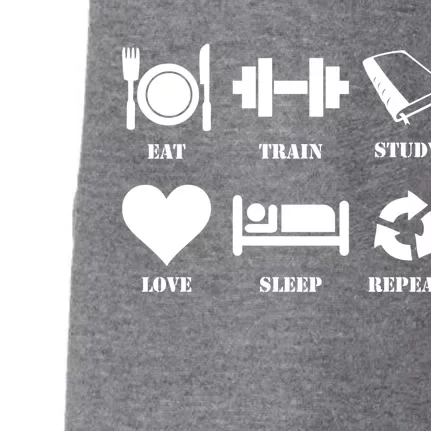 Eat Sleep Study Love Sleep Repeat Great Gift Motivational Gym Meaningful Gift Doggie 3-End Fleece Hoodie