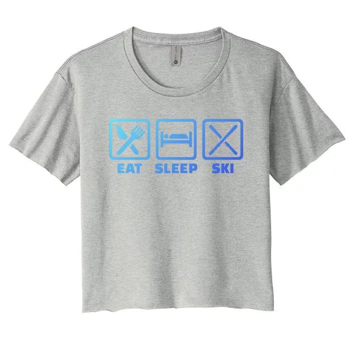 Eat Sleep Ski Great Gift Women's Crop Top Tee