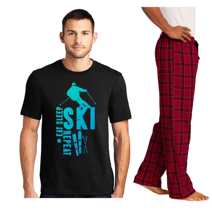 Eat Sleep Ski Repeat Skier Alpine Skiing Winter Gift Funny Gift Pajama Set