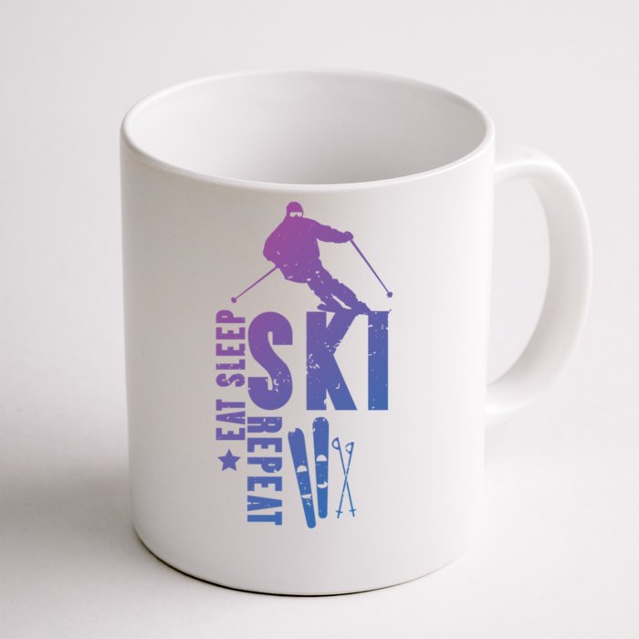 Eat Sleep Ski Repeat Skier Alpine Skiing Winter Gift Funny Gift Front & Back Coffee Mug