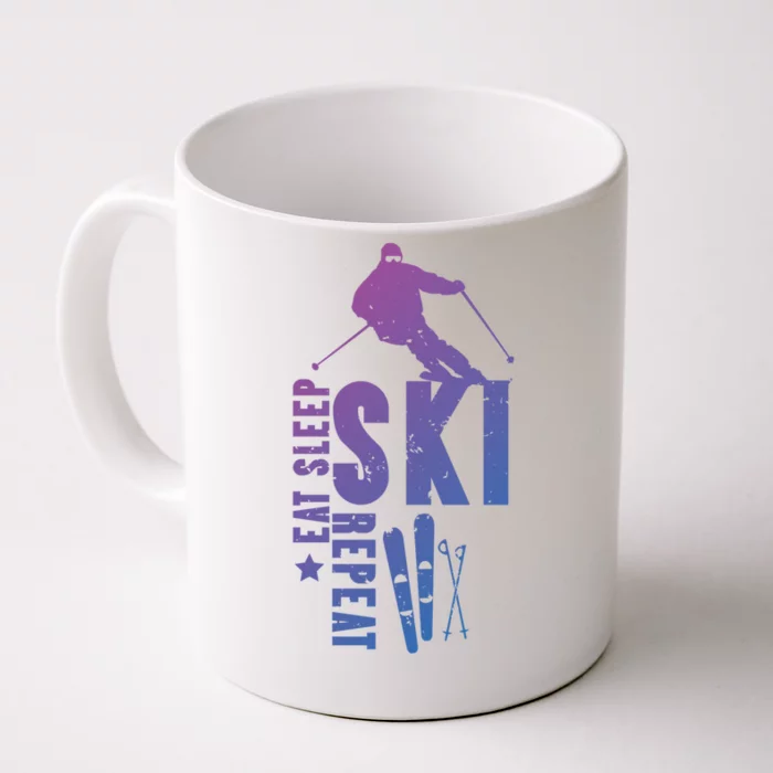 Eat Sleep Ski Repeat Skier Alpine Skiing Winter Gift Funny Gift Front & Back Coffee Mug