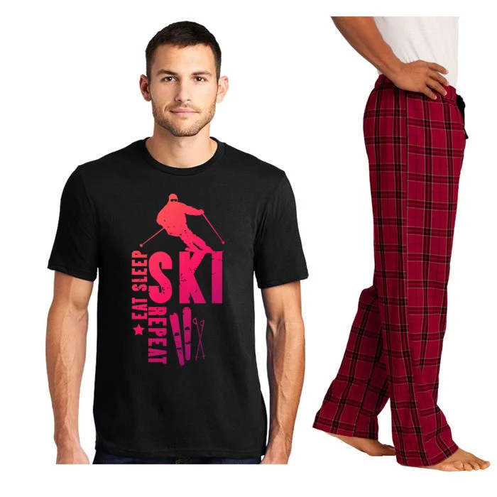 Eat Sleep Ski Repeat Skier Alpine Skiing Winter Gift Funny Gift Pajama Set