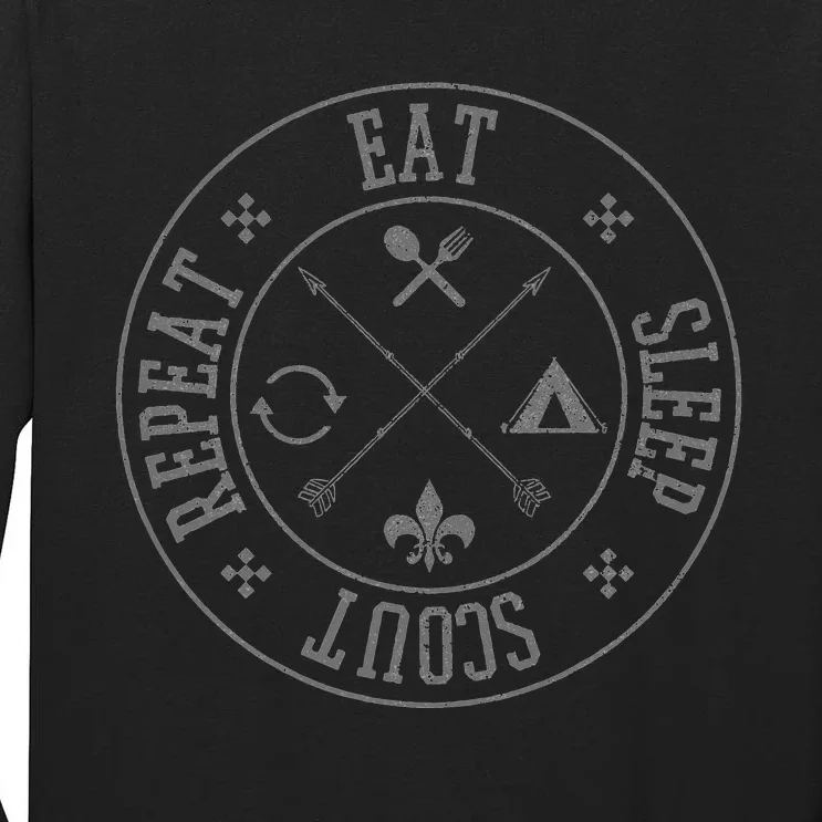 Eat Sleep Scout Repeat Funny Camping Nature Tall Long Sleeve T-Shirt