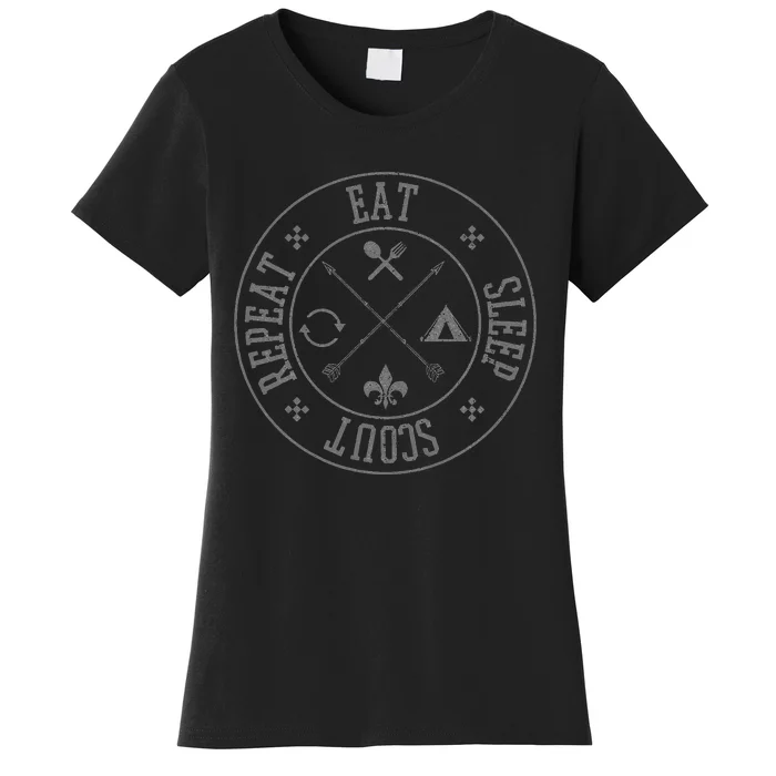 Eat Sleep Scout Repeat Funny Camping Nature Women's T-Shirt