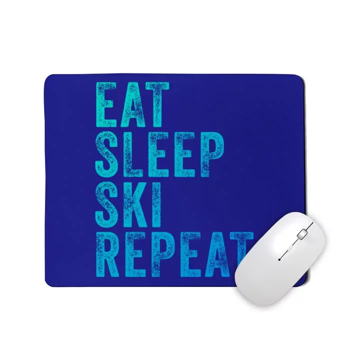 Eat Sleep Ski Repeat Skiing Skier Funny Vintage Distressed Gift Mousepad