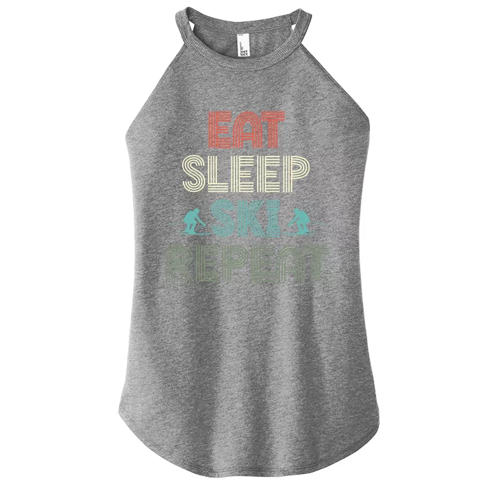 Eat Sleep Ski Repeat Skiing Lover Ice Ski Winter Sport Gift Women’s Perfect Tri Rocker Tank