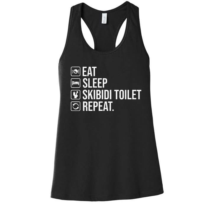 Eat Sleep S.K.I.B.I.D.I Toilet Repeat Women's Racerback Tank