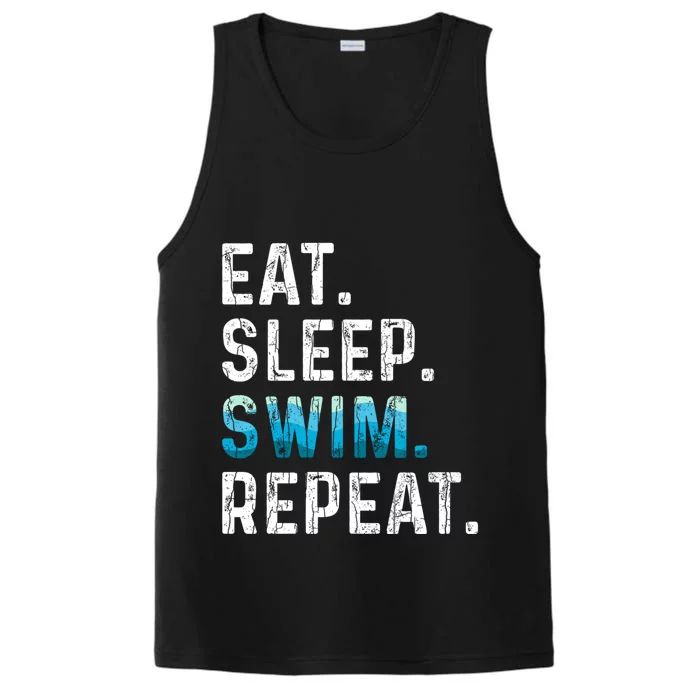 Eat Sleep Swim Repeat Funny Swimmer Swimming Player Graphic Performance Tank