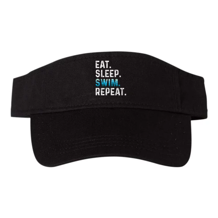 Eat Sleep Swim Repeat Funny Swimmer Swimming Player Graphic Valucap Bio-Washed Visor