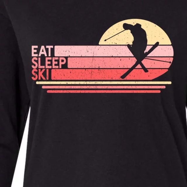 Eat Sleep Ski Ski Moms Skiing Female Skier Gift Womens Cotton Relaxed Long Sleeve T-Shirt