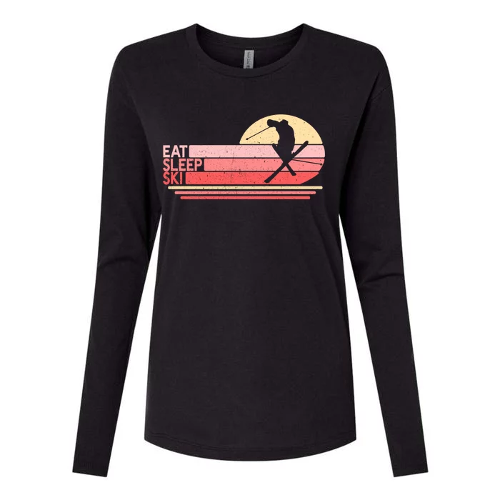 Eat Sleep Ski Ski Moms Skiing Female Skier Gift Womens Cotton Relaxed Long Sleeve T-Shirt