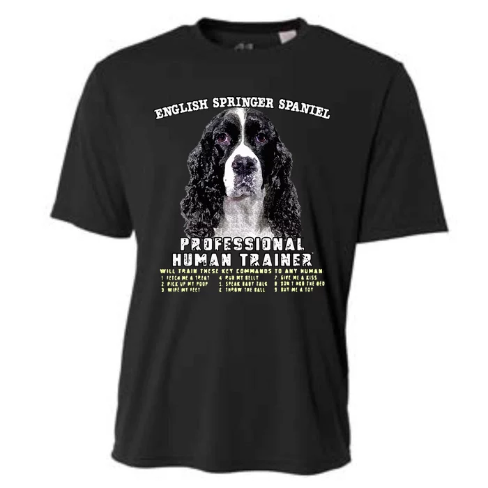 English Springer Spaniel Black Professional Human Trainer Cooling Performance Crew T-Shirt