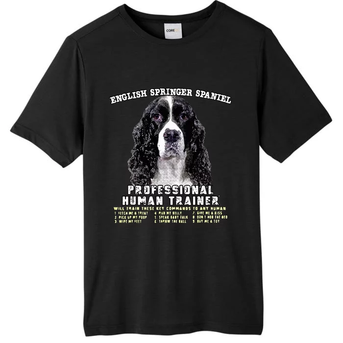 English Springer Spaniel Black Professional Human Trainer ChromaSoft Performance T-Shirt