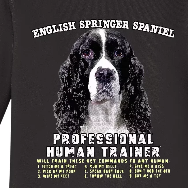 English Springer Spaniel Black Professional Human Trainer Baby Long Sleeve Bodysuit