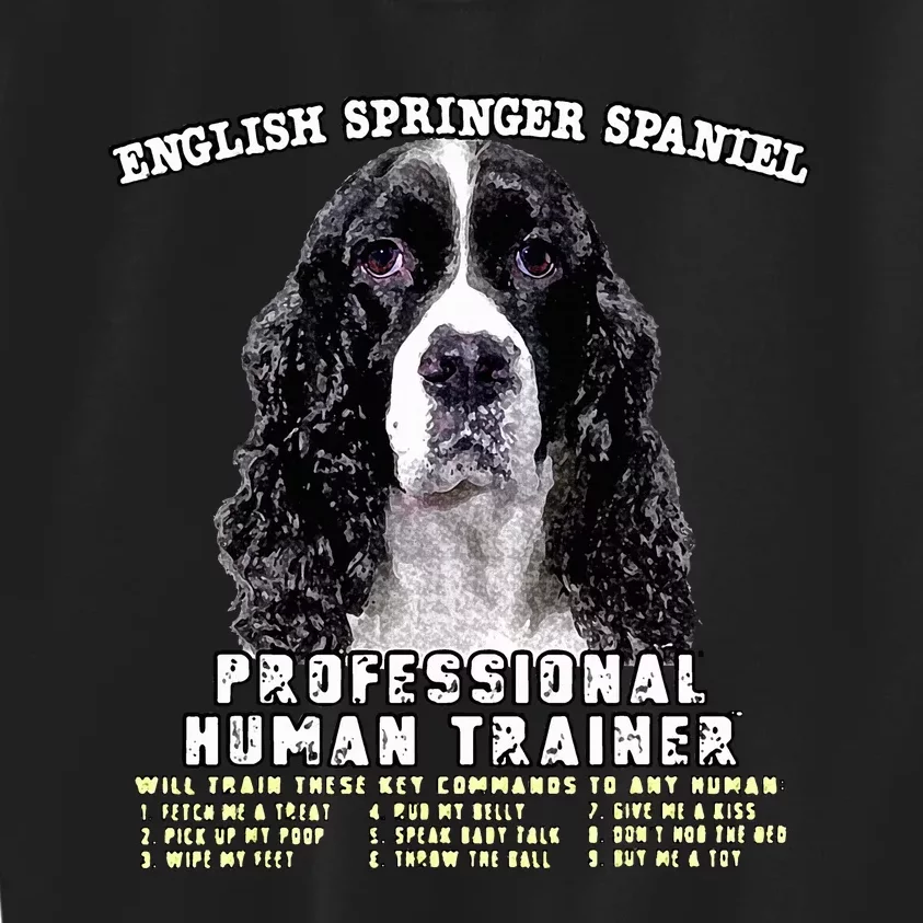 English Springer Spaniel Black Professional Human Trainer Kids Sweatshirt