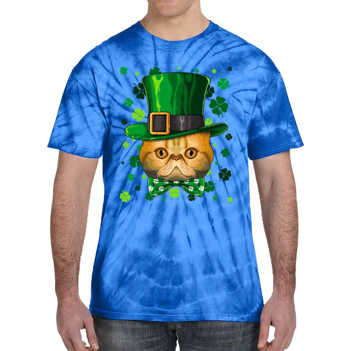 Exotic Shorthair St Patricks Day Cat Leprechaun Hat Shamrock Gift Tie-Dye T-Shirt